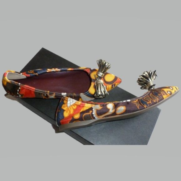 J Crew 5.5M Multi Color Flats with Tassels - Picture 2 of 4